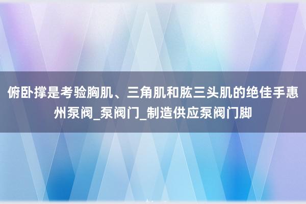 俯卧撑是考验胸肌、三角肌和肱三头肌的绝佳手惠州泵阀_泵阀门_制造供应泵阀门脚