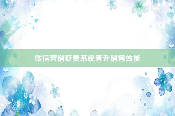 微信营销贬责系统晋升销售效能